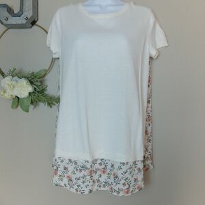 LOFT Cream Floral Light Blouse Size Small